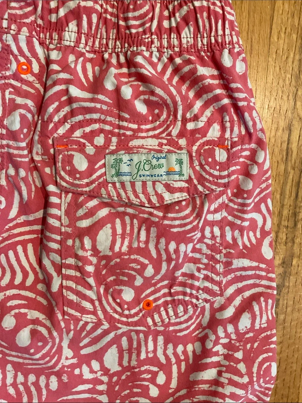 J.Crew Crewcuts - Swim Trunks - Boys’ - Coral Red/White - Size 12 - Swimwear
